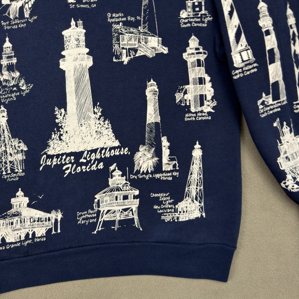 Vintage Michigan Rag Co Lighthouse Sweatshirt Size M All Over Print Crewneck USA - Picture 6 of 15